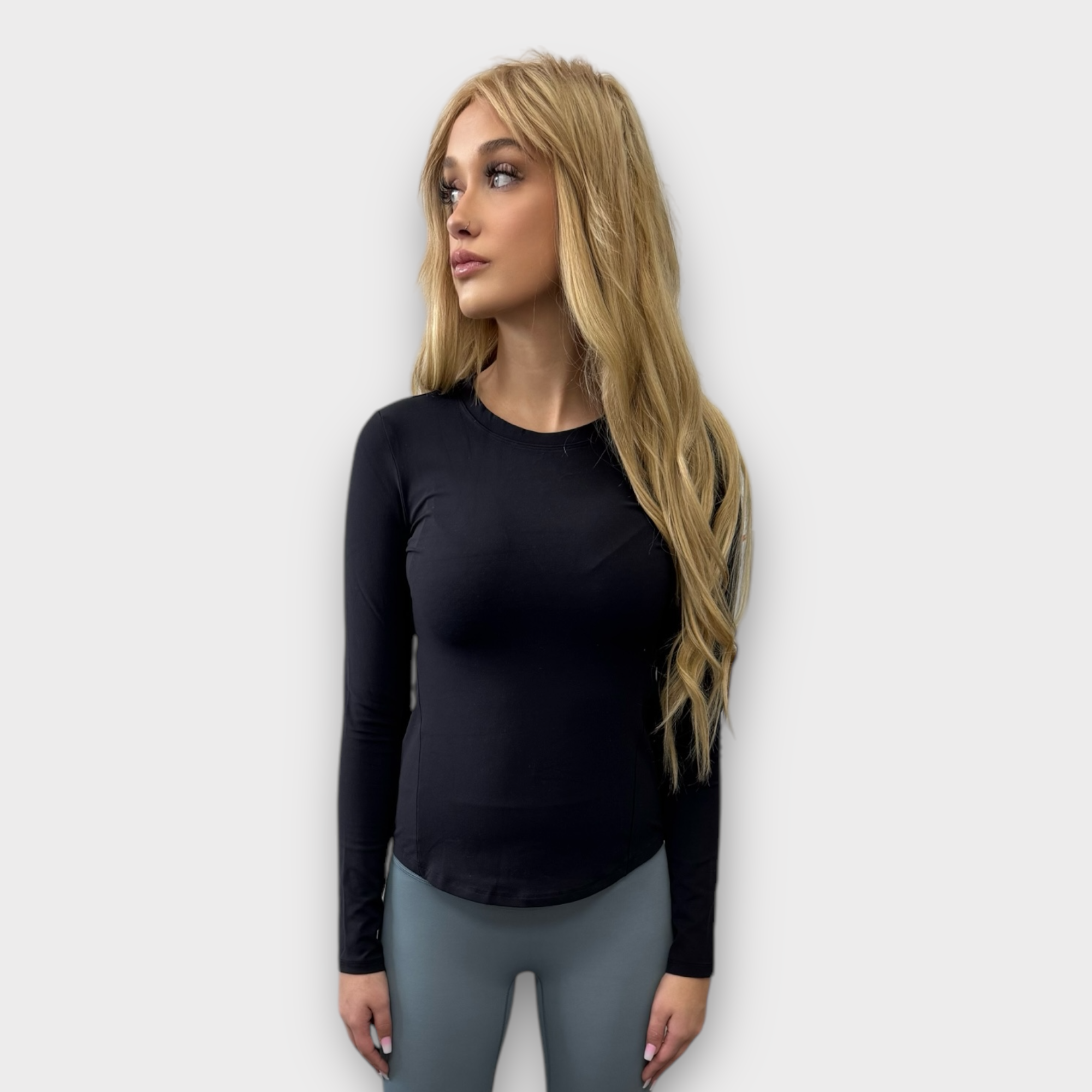 Black Long Sleeve fitness Gym cropped Activewear Top - ceiavonandfine