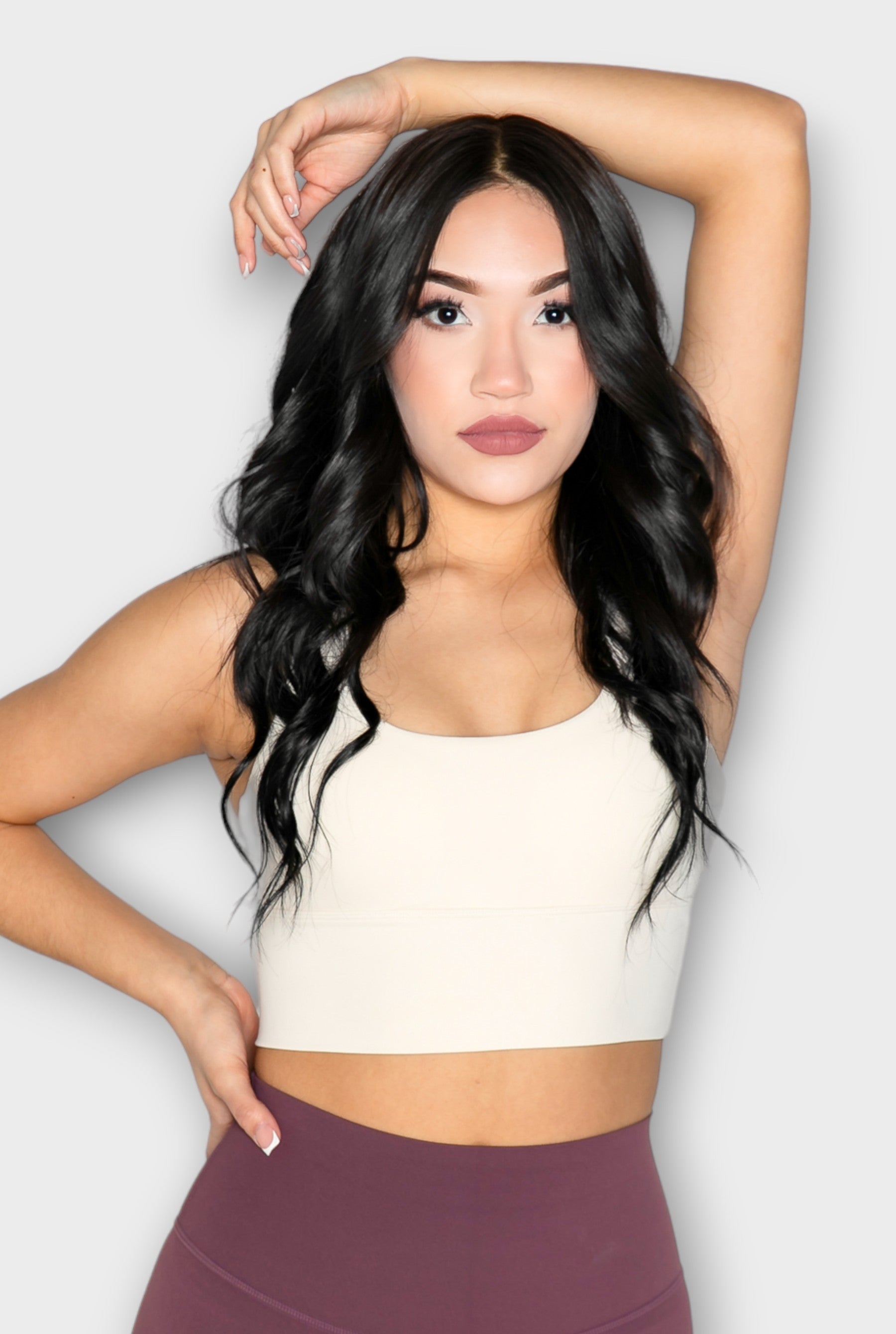 Beige Cross Back Sports Bra for Women - ceiavonandfine