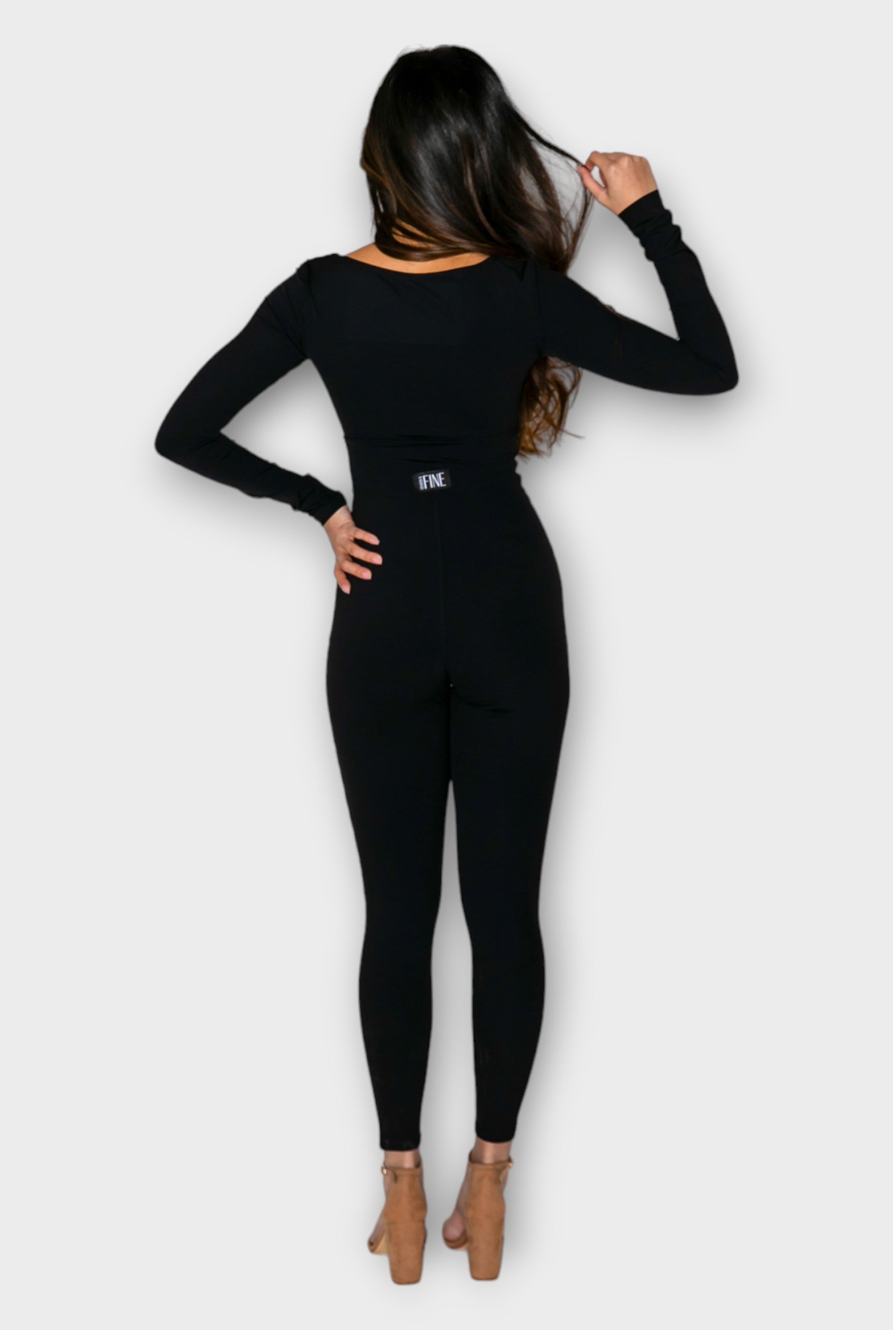 Black Day To Night Square Neck Long Sleeve Bodysuit set For Women - ceiavonandfine