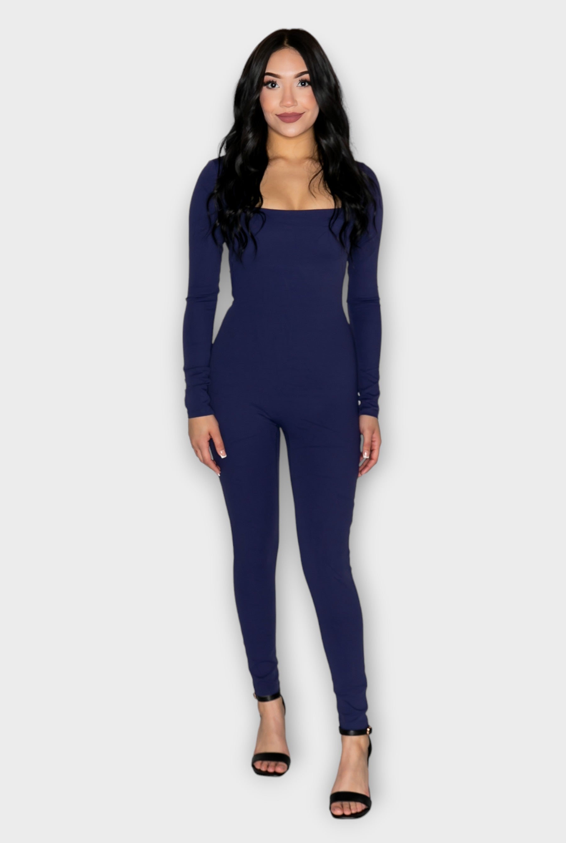 Navy Day To Night Square Neck Long Sleeve Bodysuit set For Women - ceiavonandfine