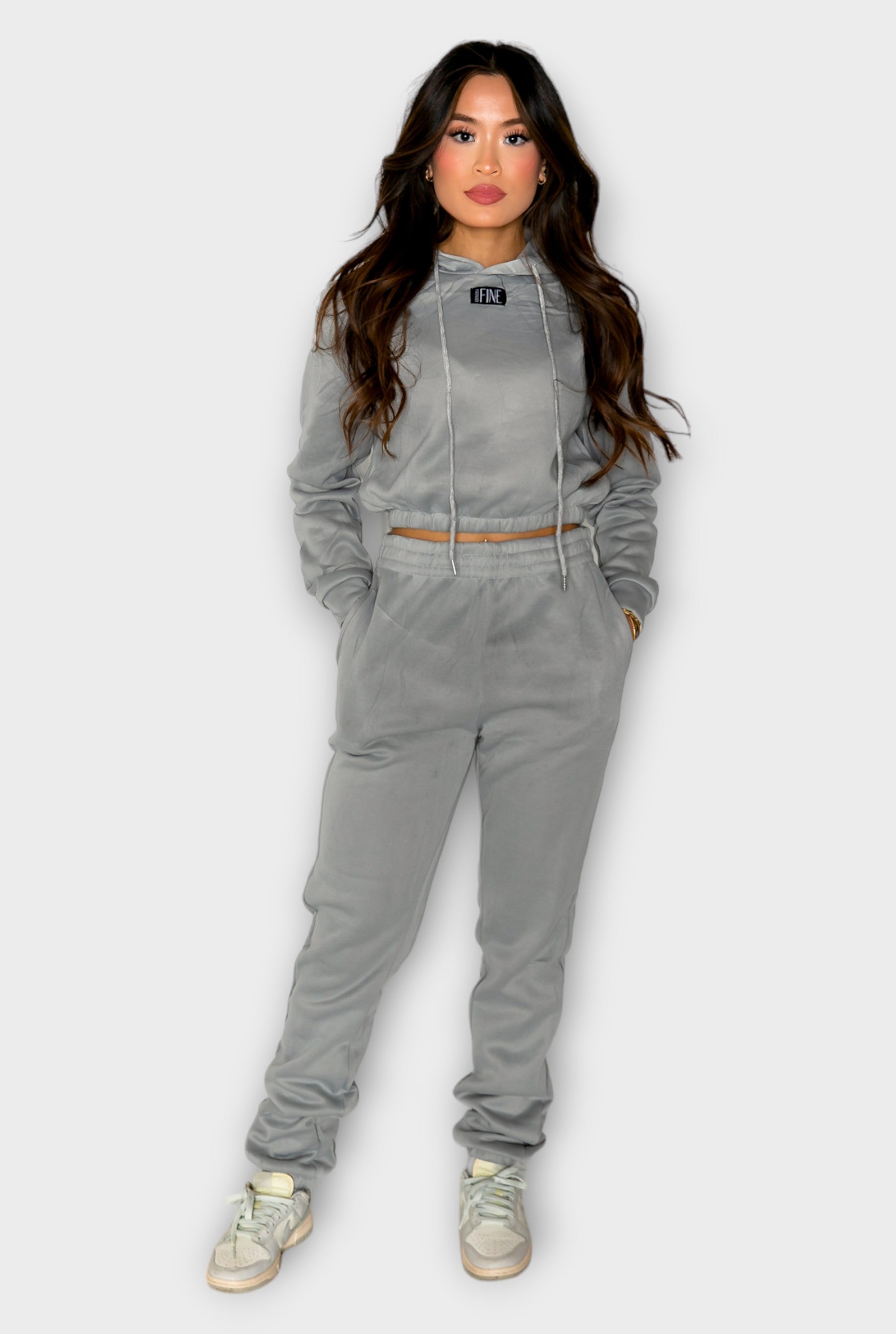 Grey Activewear Long Sleeve hoodie and sweatpants Set for Women - Ceiavonandfine