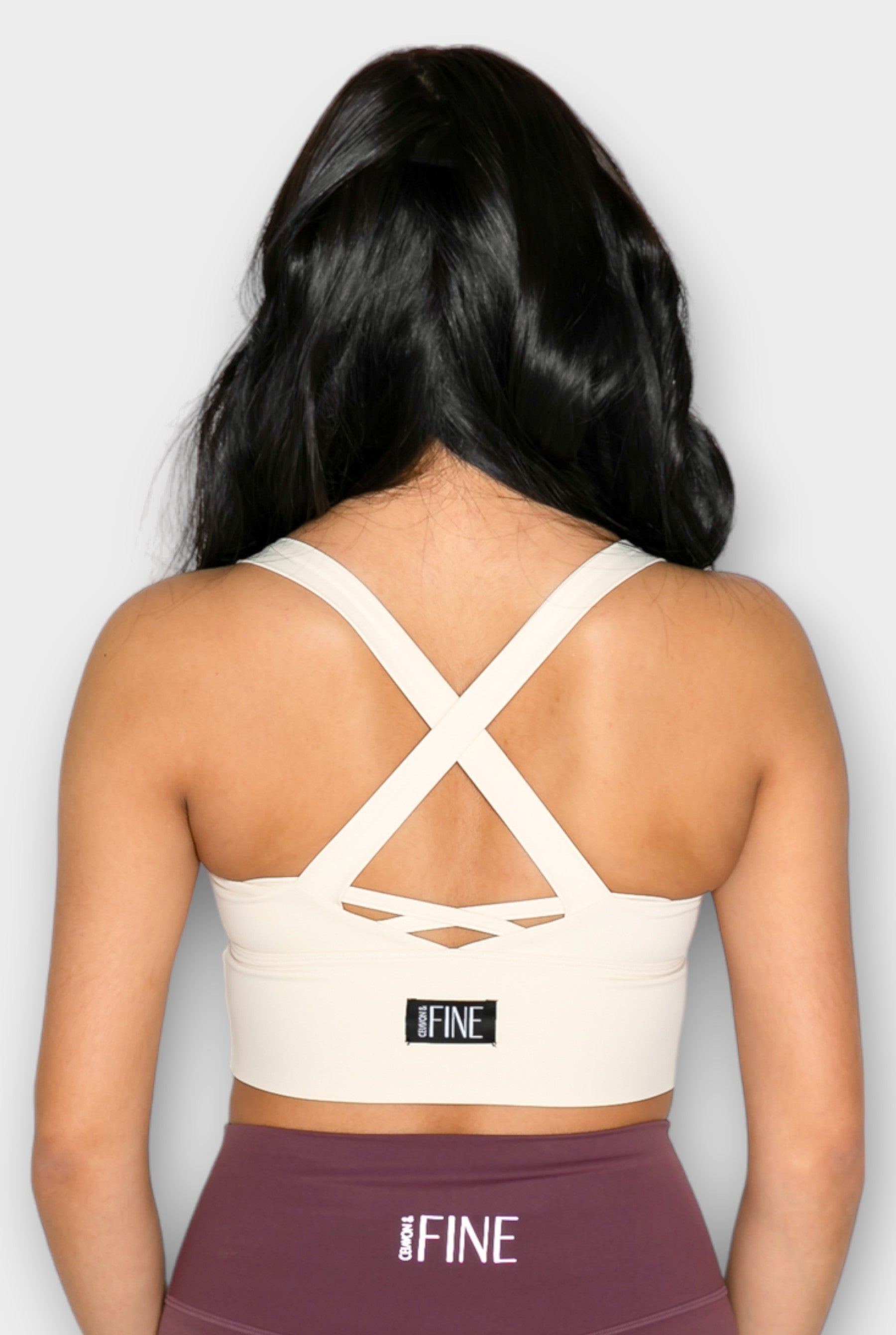 Beige Cross Back Sports Bra for Women - ceiavonandfine