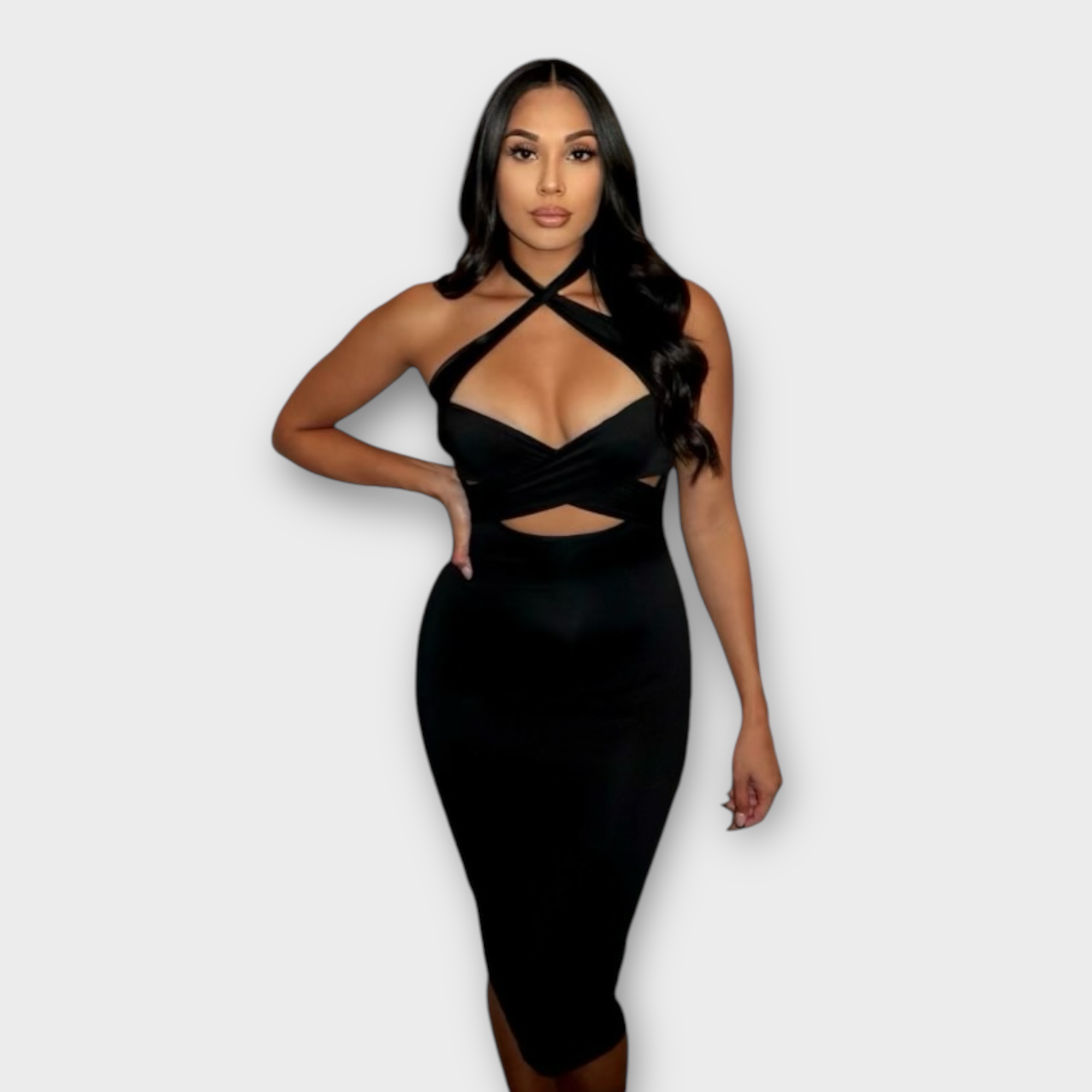 Black Shanice Midi Party wear Dress for Women - Ceiavonandfine