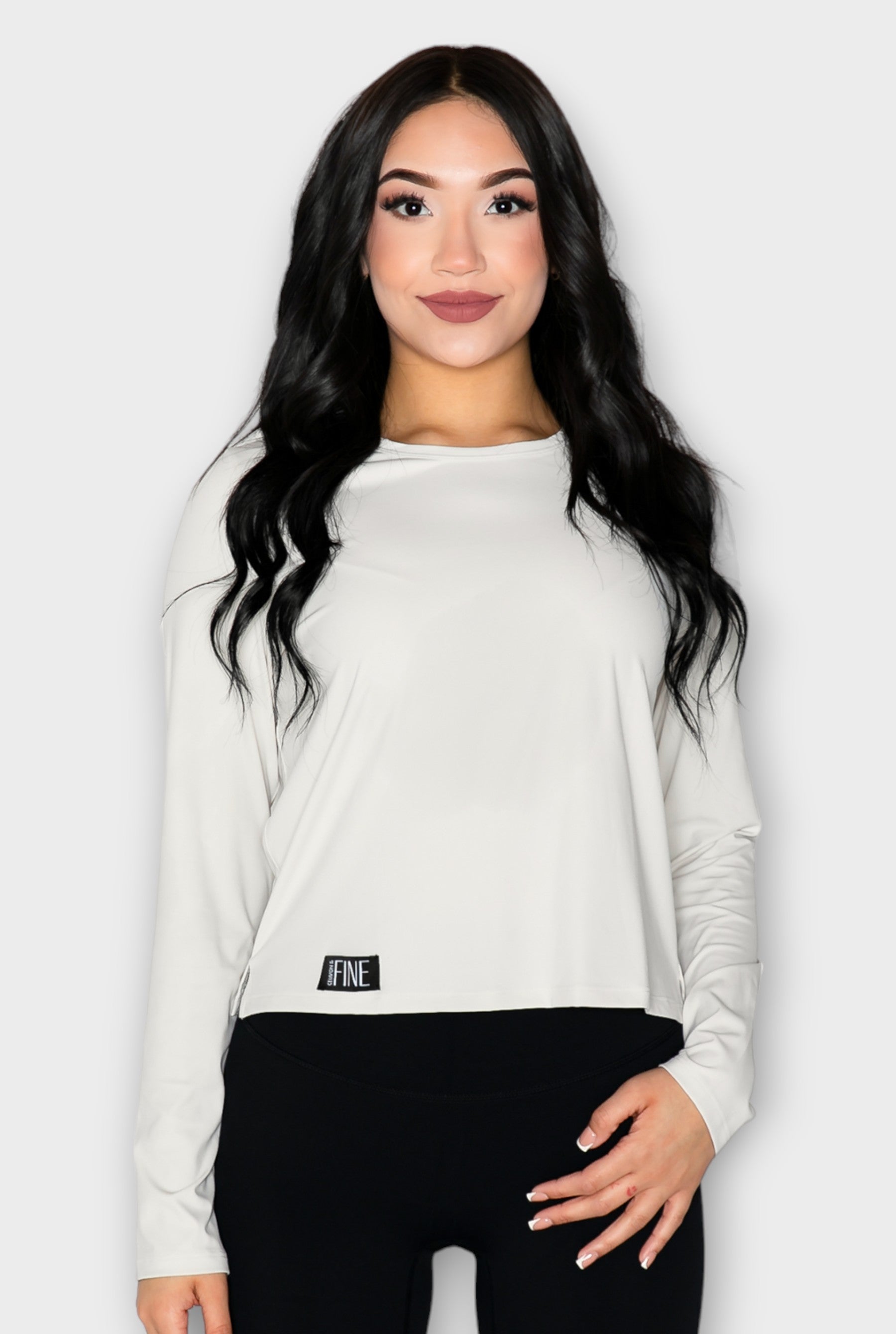 Beige Soft Long-Sleeve activewear Top For Women - Ceiavonandfine