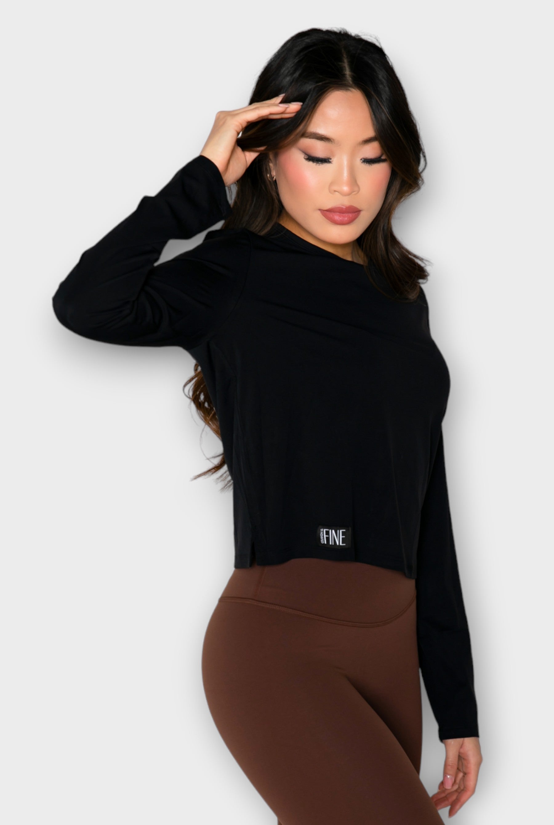Black Soft Long-Sleeve activewear Top For Women - Ceiavonandfine