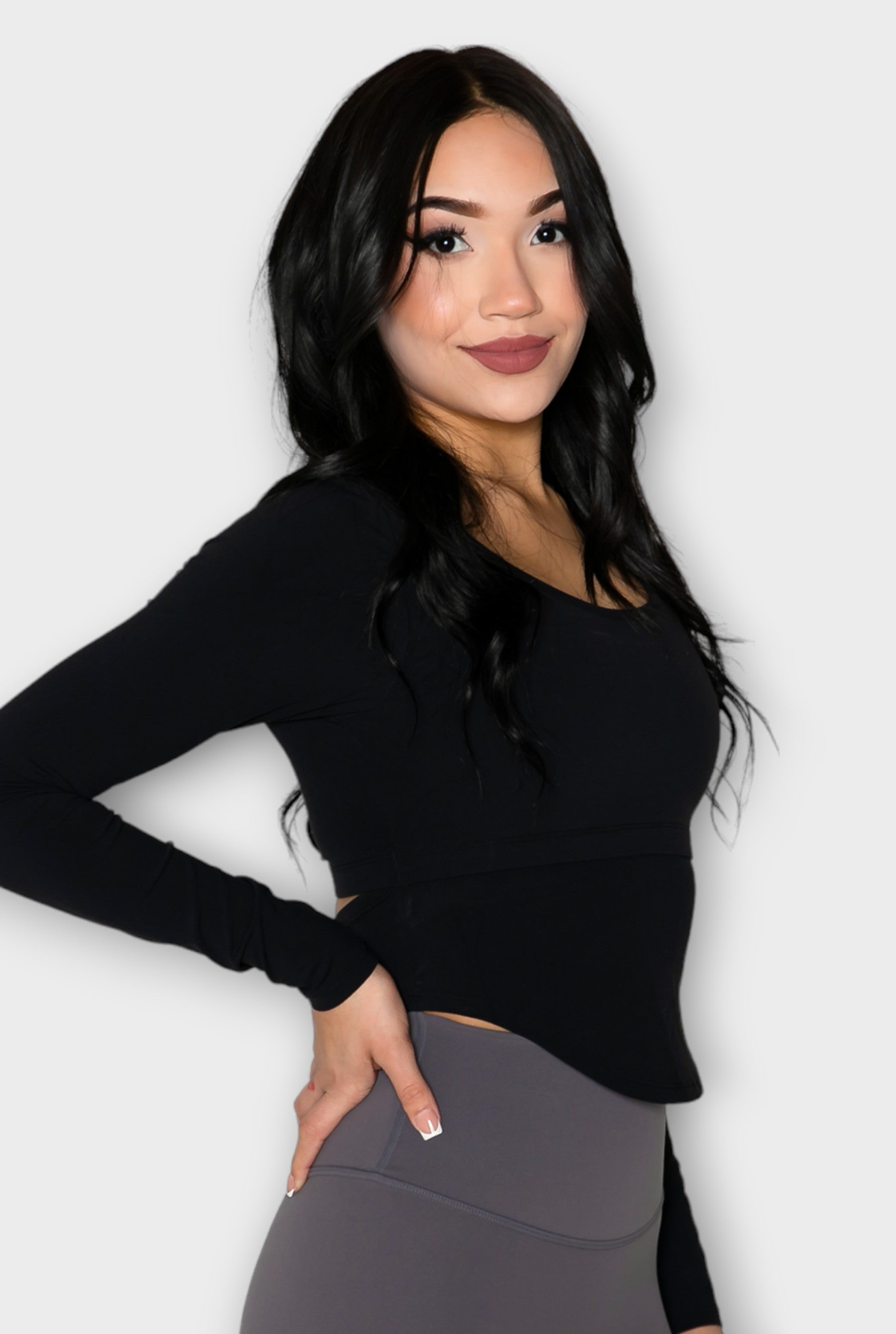 Black Workout Soft U Hem Top for Women - ceiavonandfine